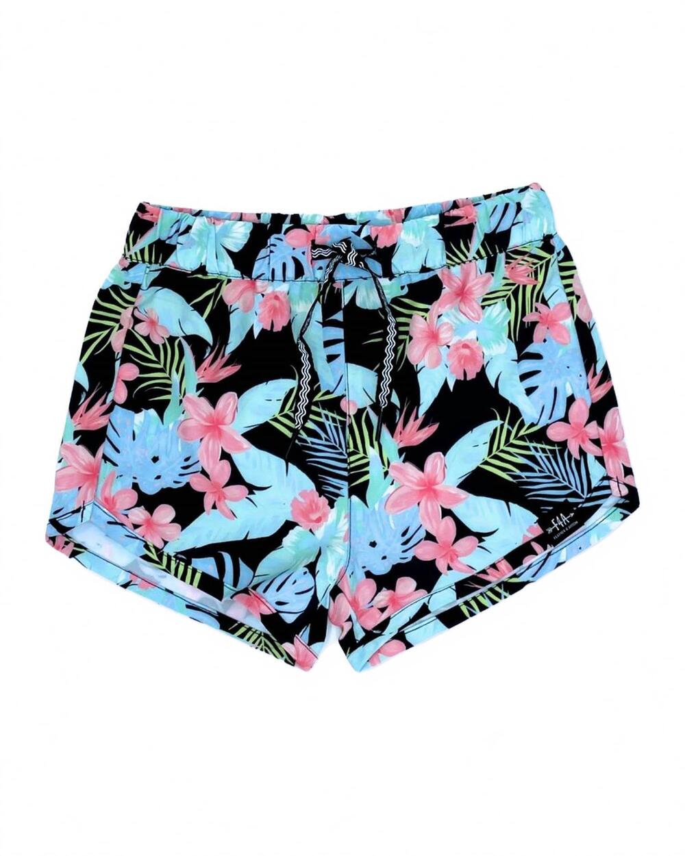 NEW FEATHER 4 ARROW kids' castaway swim short in black multi